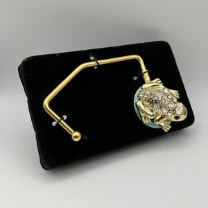 Handbag Holder Frog / White Rhinestones / Gold Tone / Flaw‎